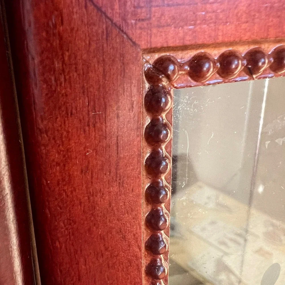 Vintage Style Wooden Jewelry Box Etched Glass Door Drawer Organizer